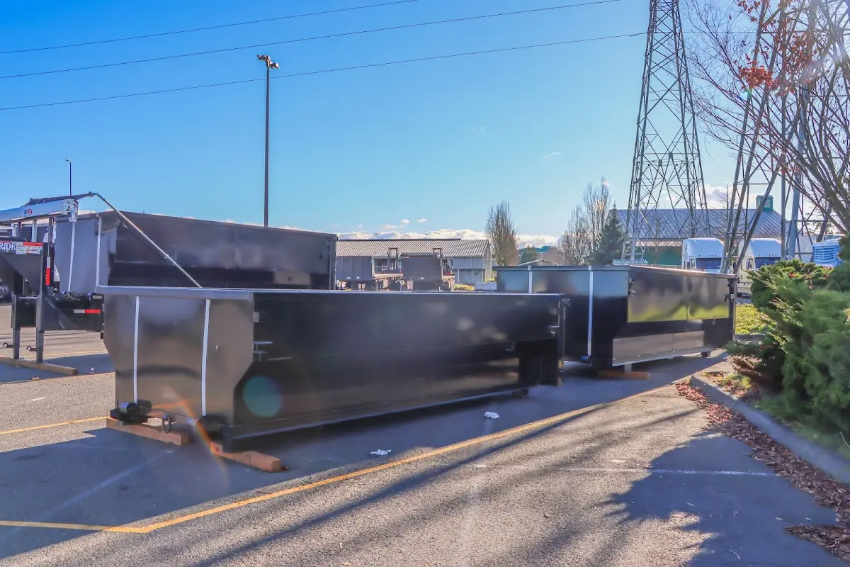 Roll-off dumpster ready for waste disposal at job site for 4 Yard Dumpster Rental in Northridge